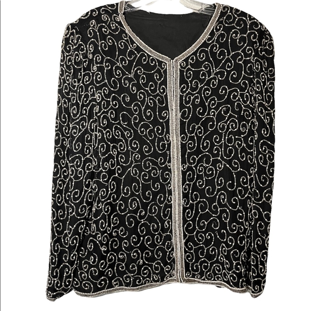 Vintage beaded silk lined 1980’s beaded jacket